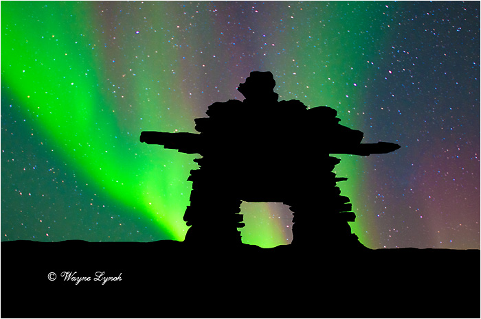Inukshuk & the Northern Lights by Dr. Wayne Lynch &copy;